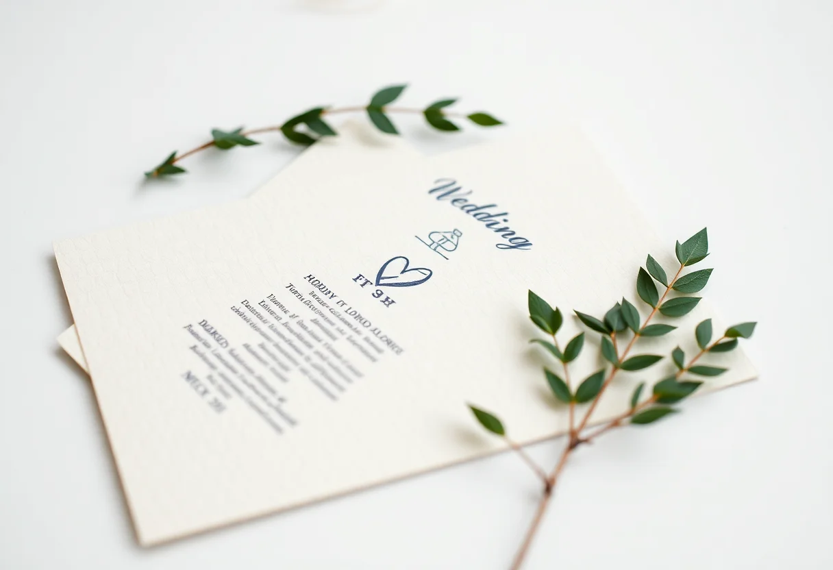 Eco-friendly wedding invitation made from recycled paper.