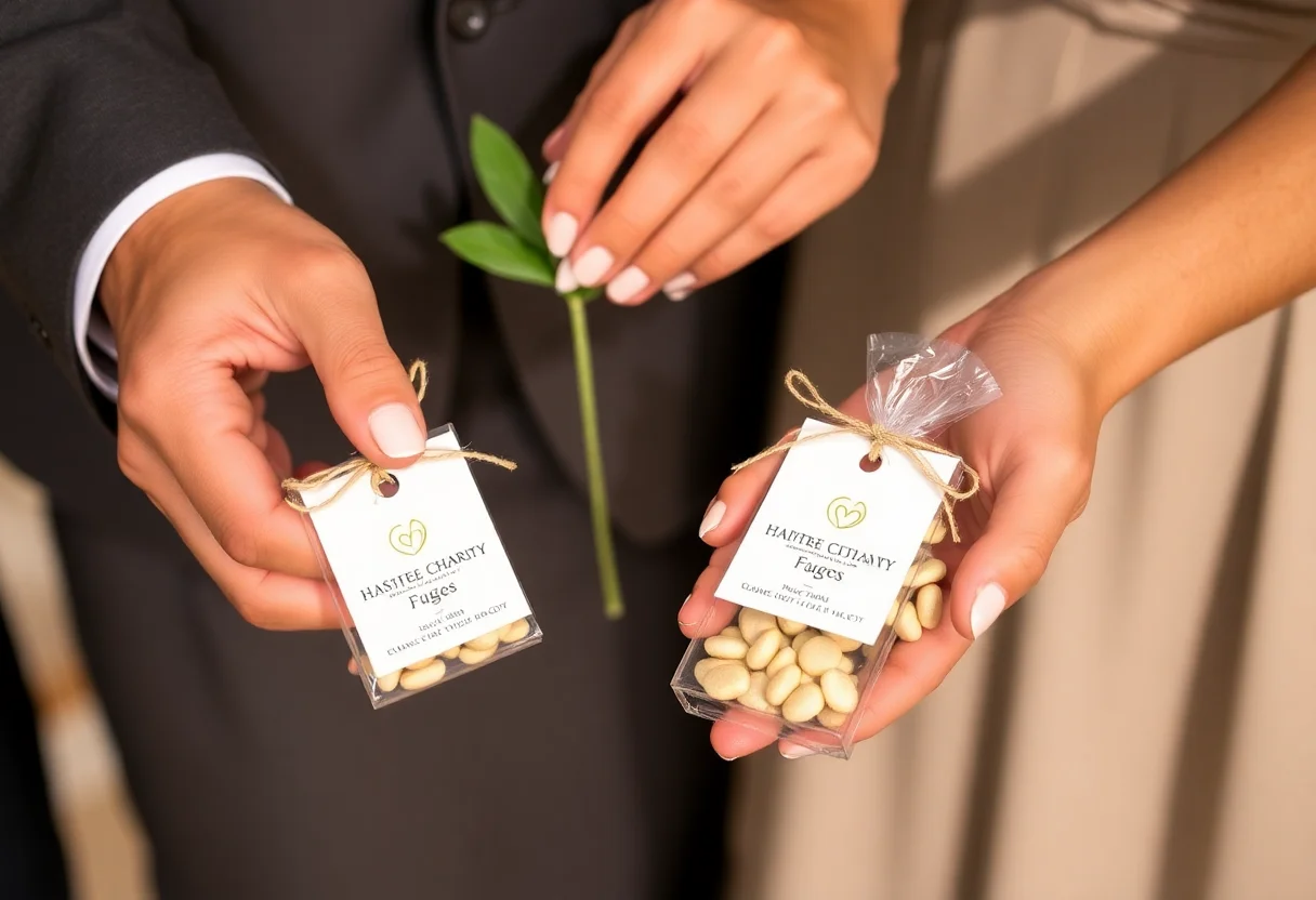 Handmade, reusable wedding favors for guests.